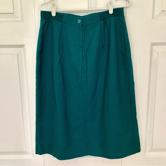 Vintage PARIS STAR Hunter Green Midi Pleated Skirt - Picture 2 of 7